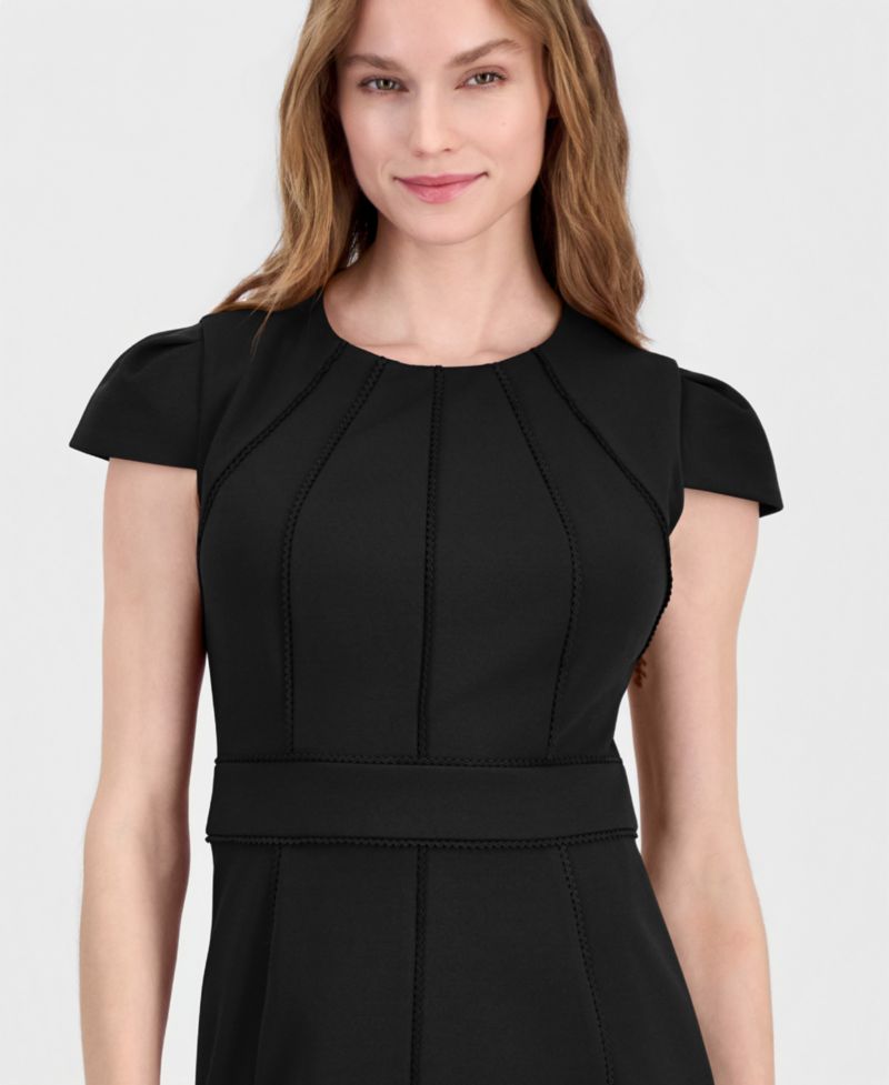 Women's Trim Seam Detail Crewneck Sheath Dress