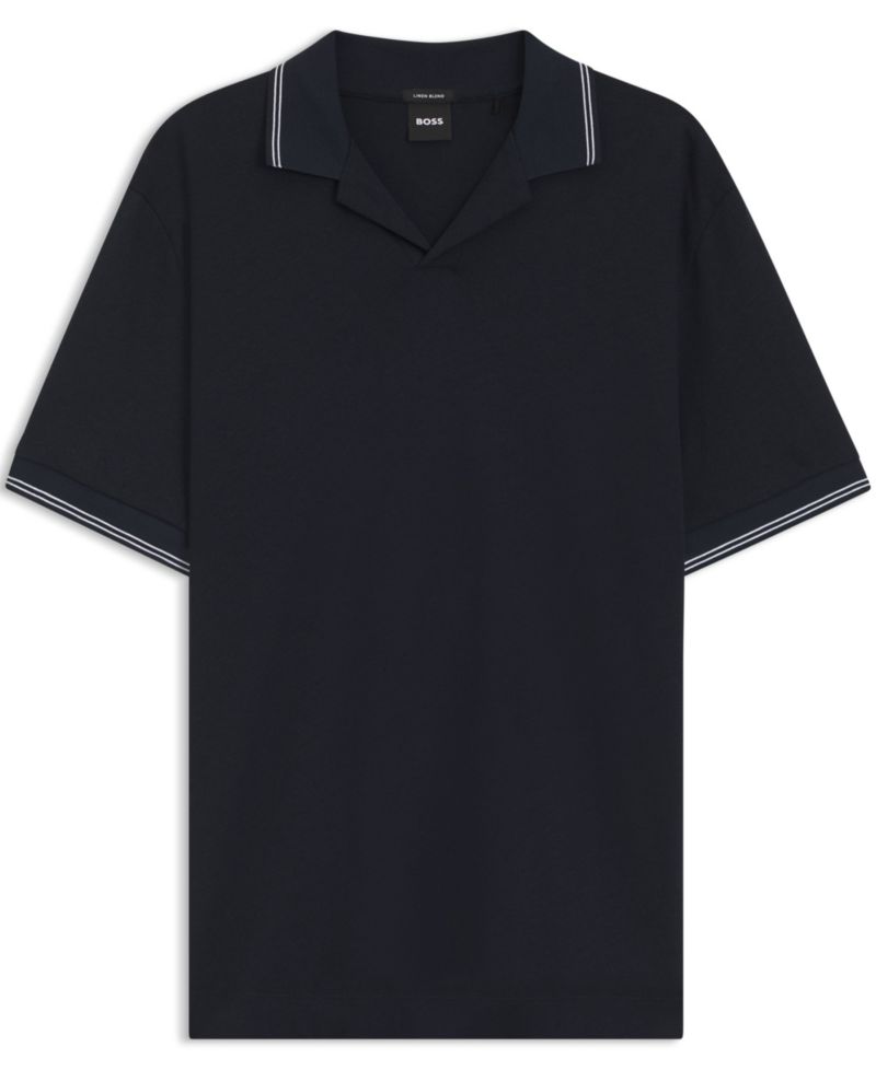 Men's Cotton-Linen Johnny Collar Polo Shirt
