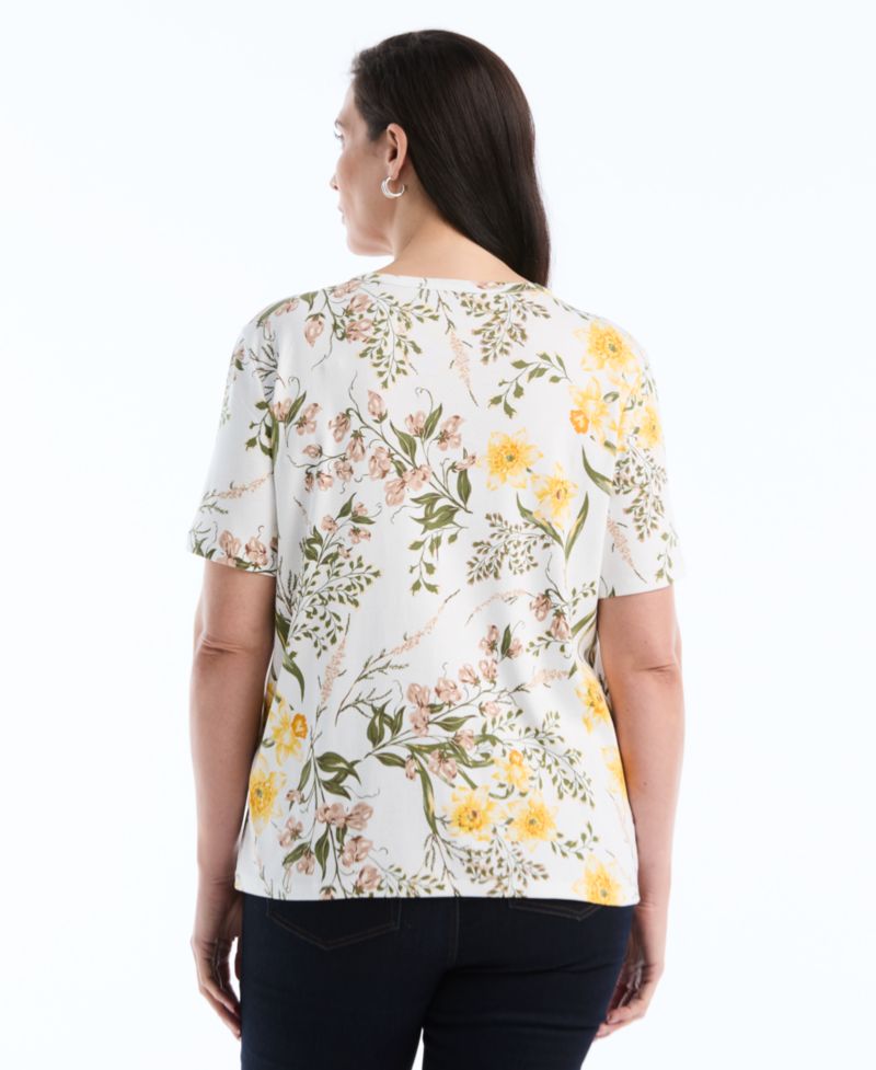Petite Garden Print Lace-Up Top