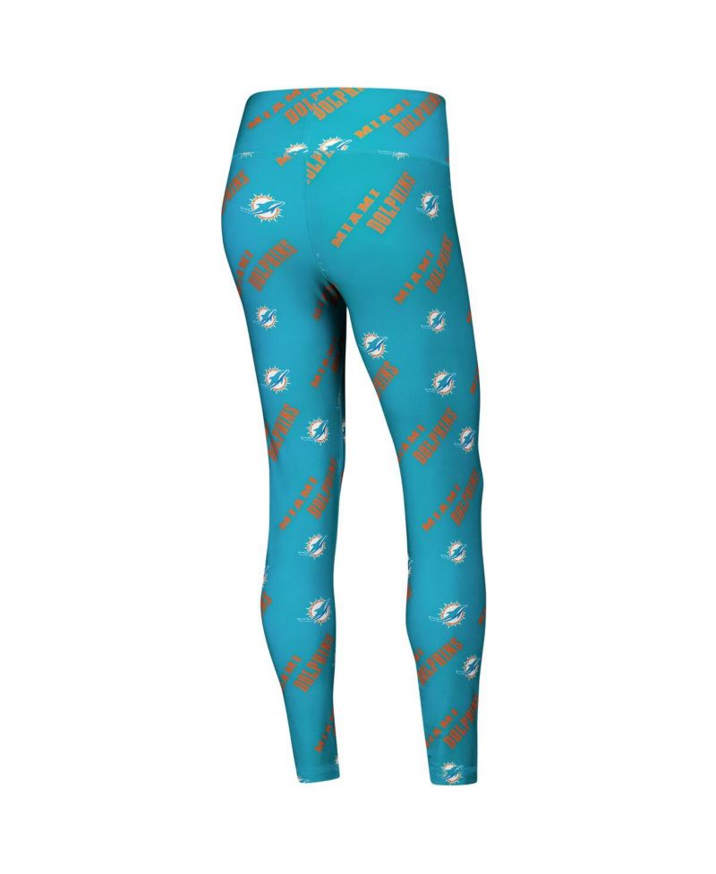Women's Aqua Miami Dolphins Breakthrough Allover Print Knit Sleep Leggings
