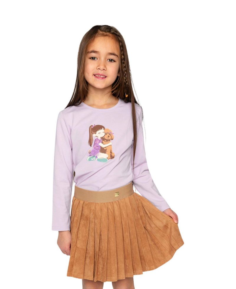 Big Girls (6-12) Long Sleeve Cotton T-Shirt Lavender