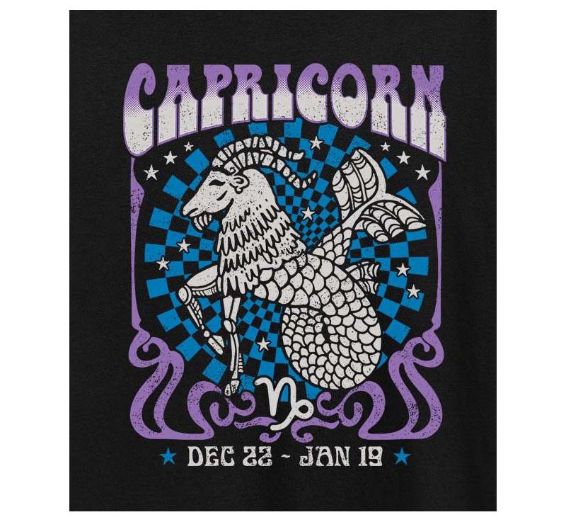 Zodiac Capricorn Rock Poster Plus Size Graphic T-Shirt