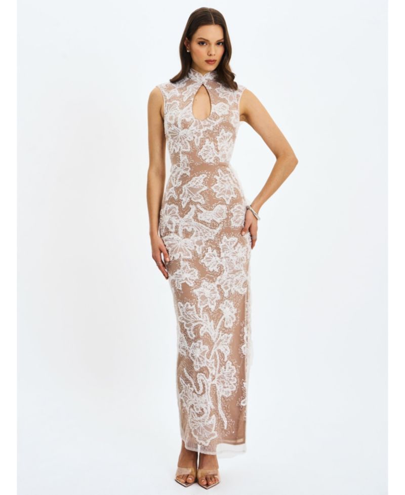 Women's Tavia Beaded Teardrop Neckline Maxi Dress