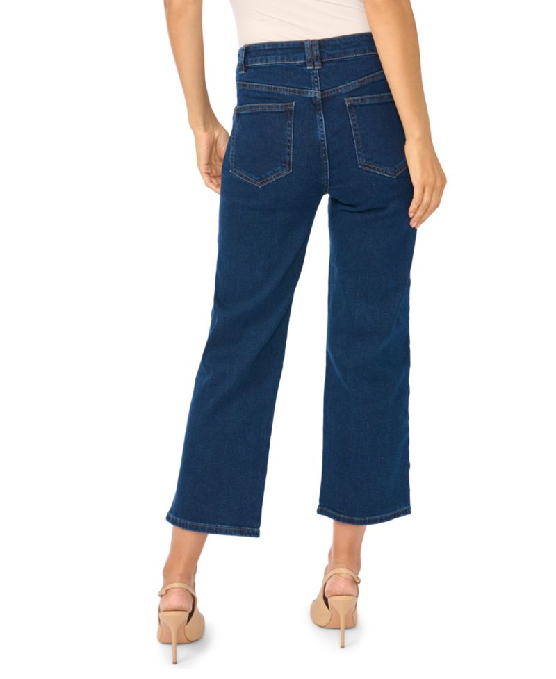 Women's High-Waisted Scallop-Detail Straight Jeans