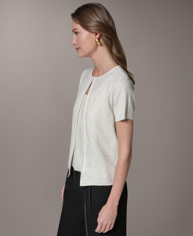 Women's Short-Sleeve Sequin Cardigan