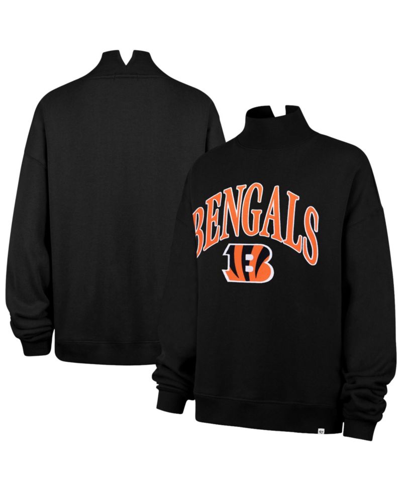 Women's '47 Black Cincinnati Bengals Oversized Vantage Mock Neck Sweatshirt