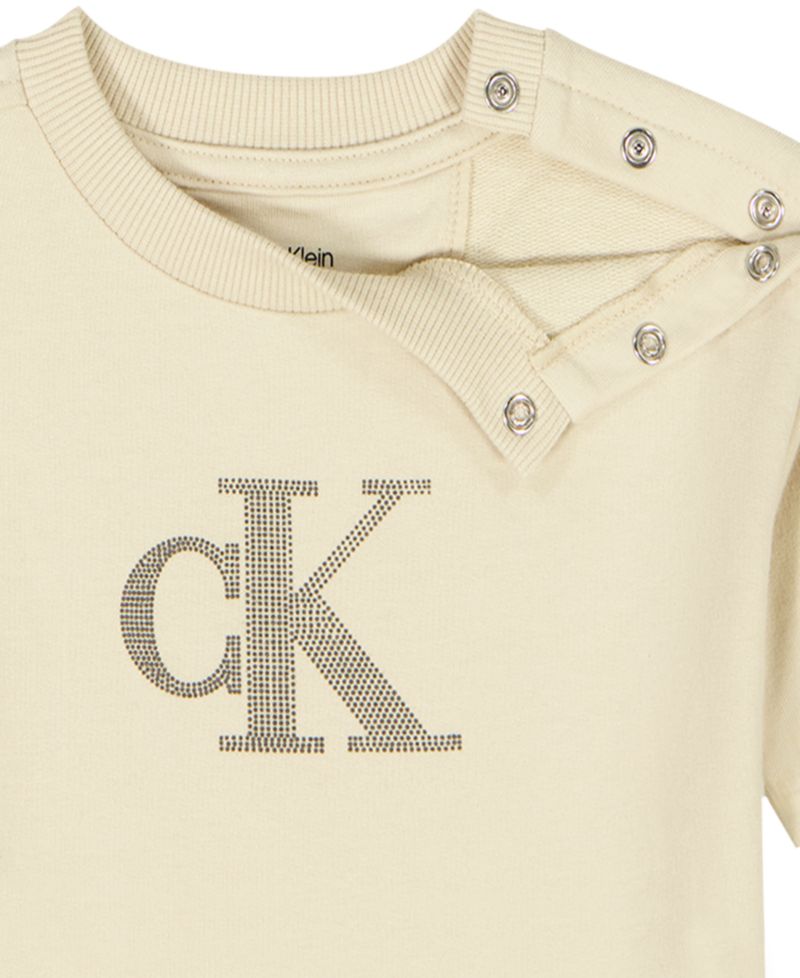 Baby Boys' French Terry Short-Sleeve Logo Crewneck Top and Shorts, 2-Piece Set