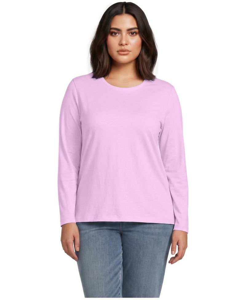 Plus Size Supima Cotton Long Sleeve Crewneck T-Shirt