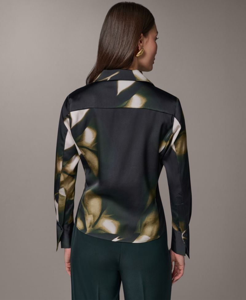 Petite Collared Button-Front Blouse