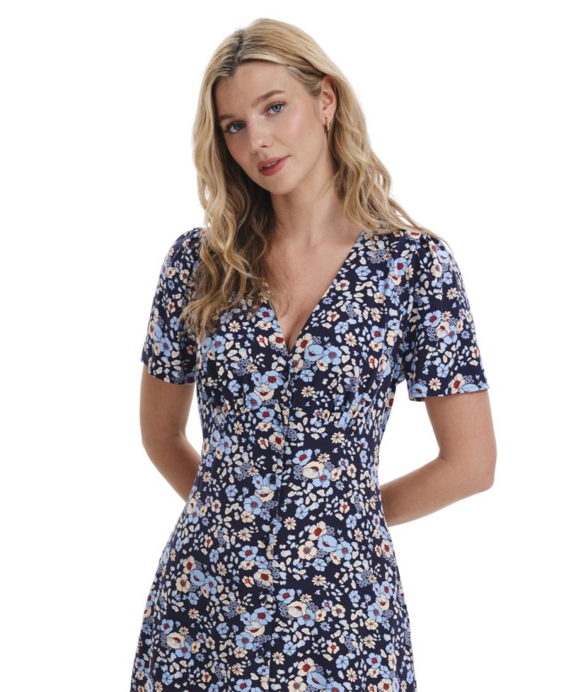 Women's Orlagh V-Neck Short-Sleeve Floral-Print Dress