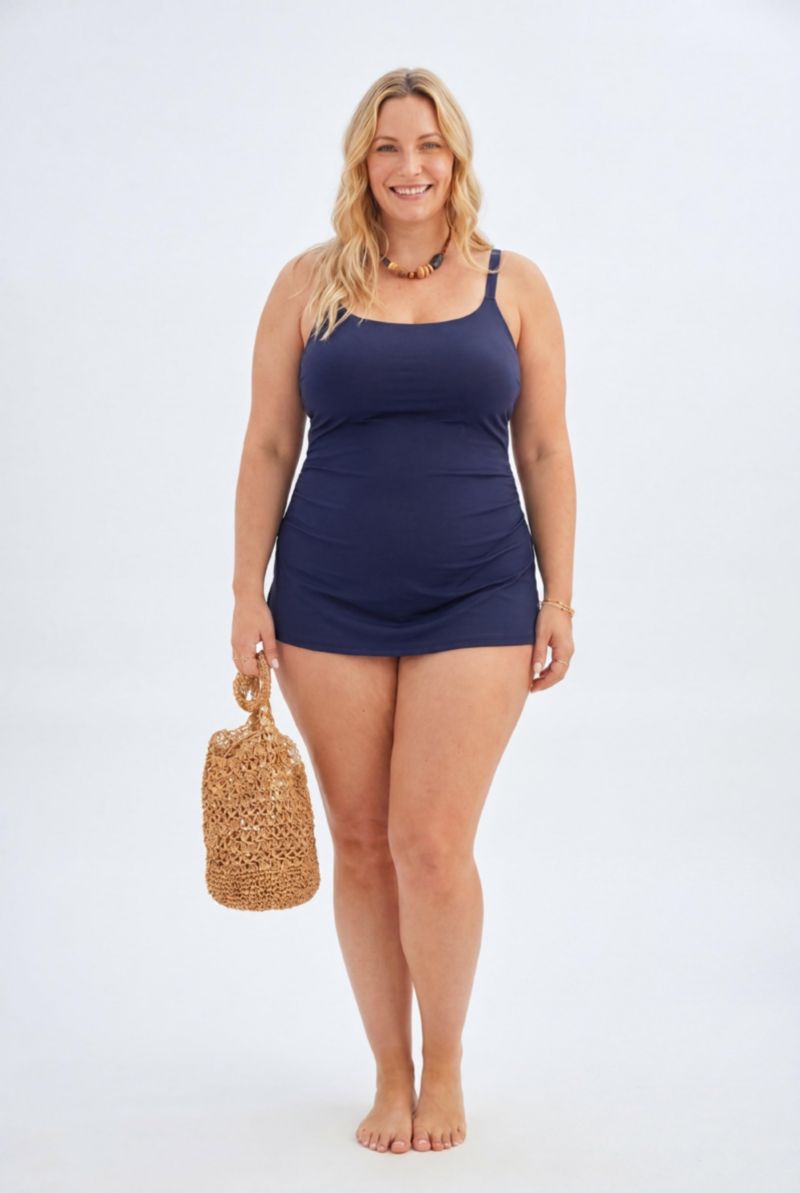 Women's Chlorine Resistant Sarong Front One Piece Swimsuit
