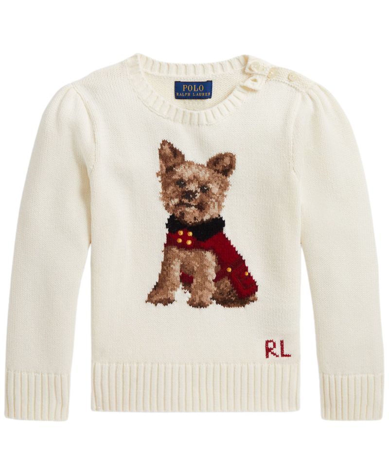 Girls' 2T-6X Dog Cotton Sweater