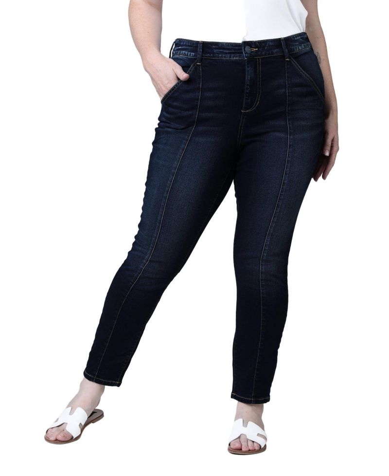 Women's High-Rise Pintuck Ankle Skinny Jeans with 28" Inseam