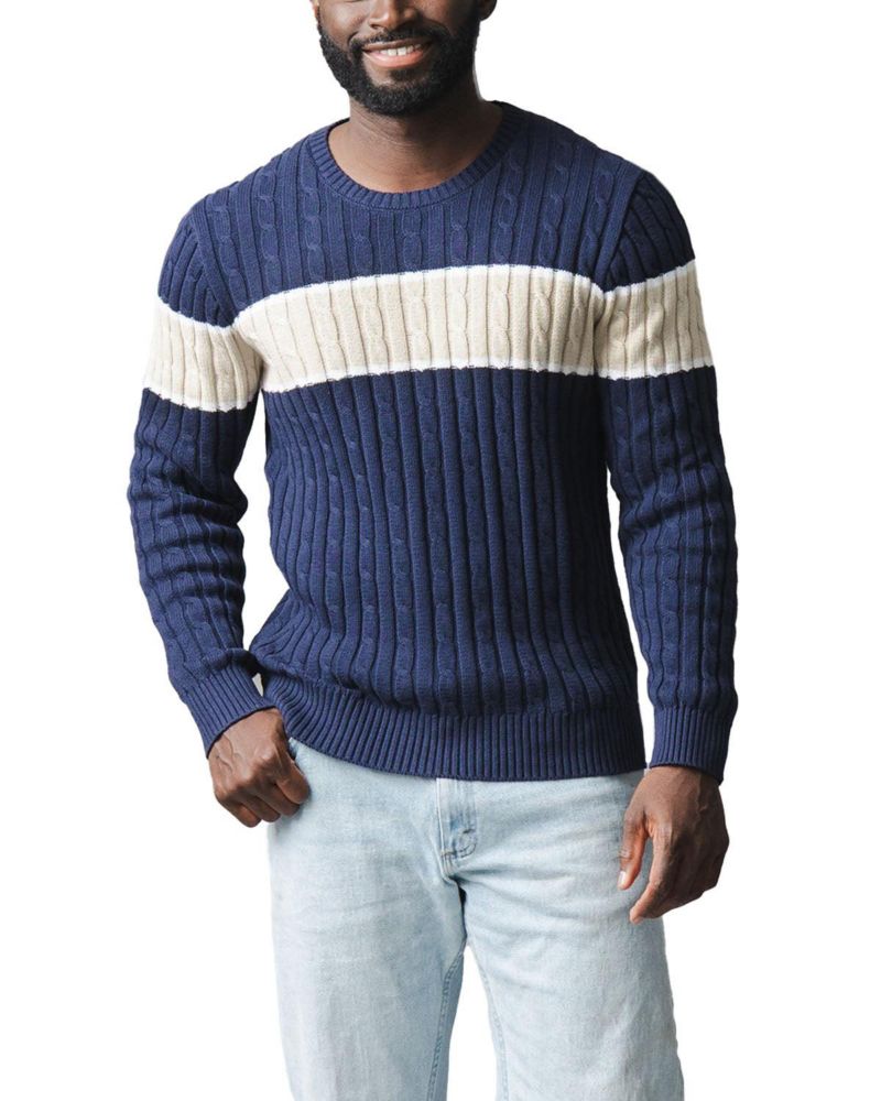 Men's Organic Crew Neck Cable Sweater