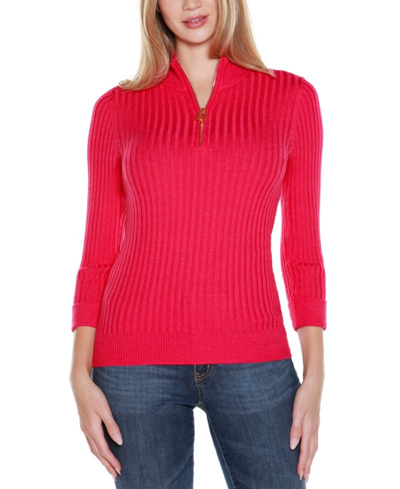 Women's Ribbed Quarter-Zip Sweater