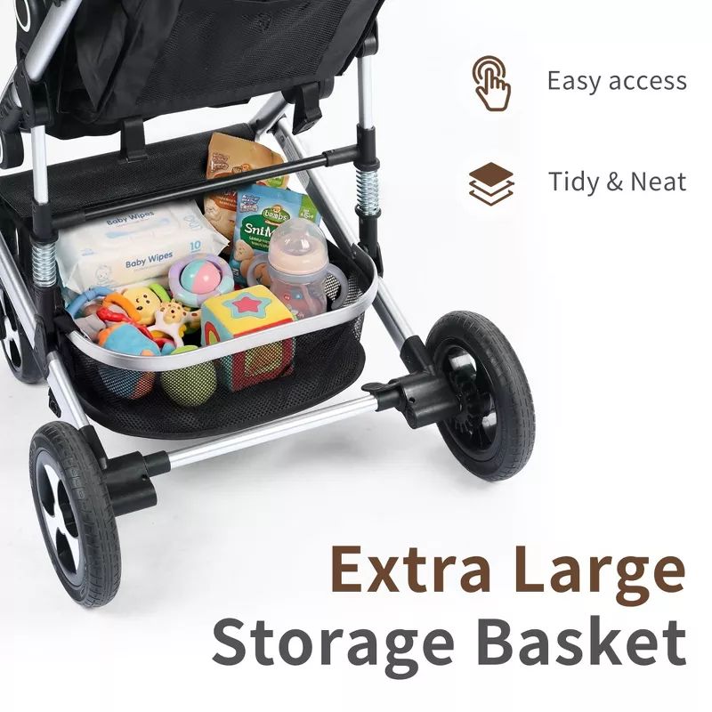 Cozi 2 Convertible Baby Stroller, Folding High Landscape Design with Adjustable Canopy and Diaper Bag
