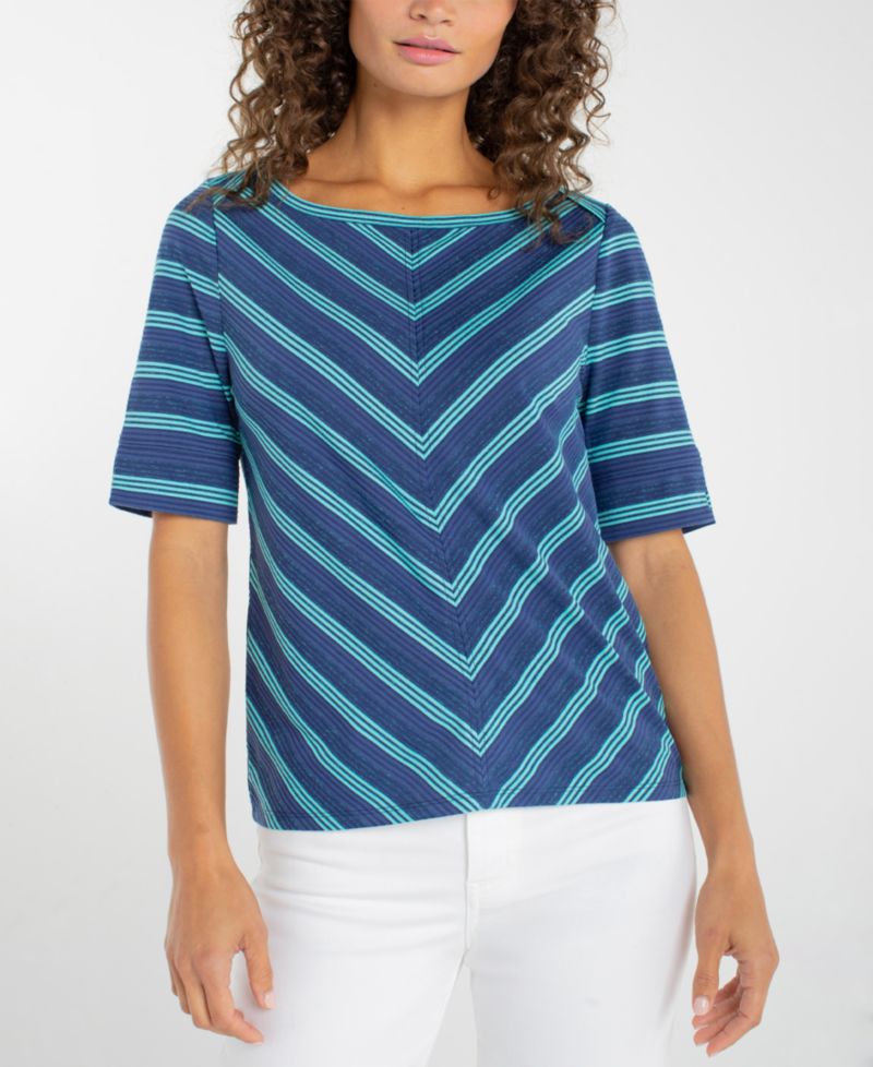 Petite Short-Sleeve Boat Neck T-Shirt