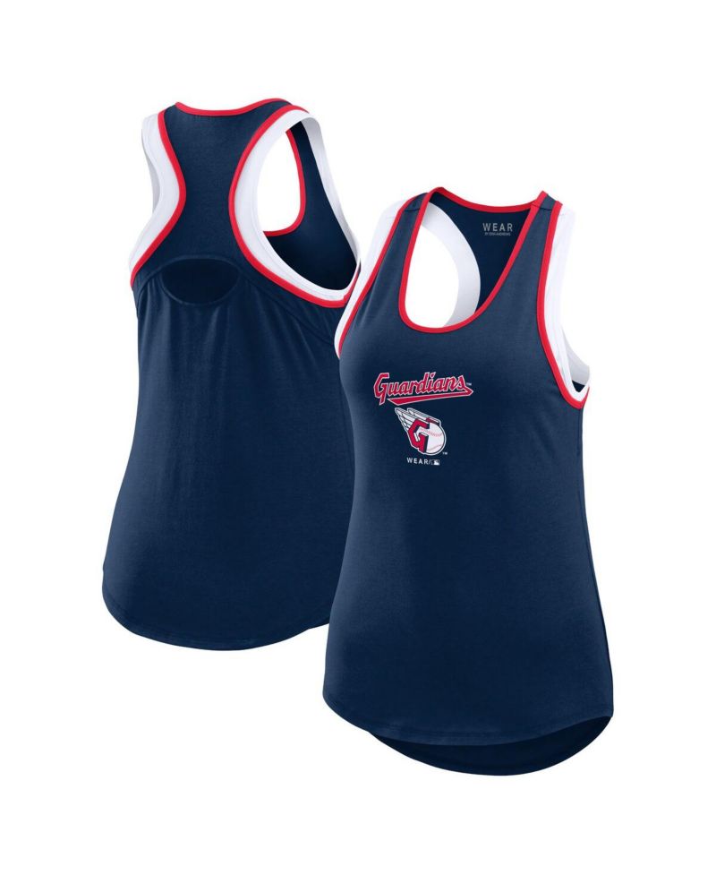 Women's Navy Cleveland Guardians Colorblock Racerback Tank Top