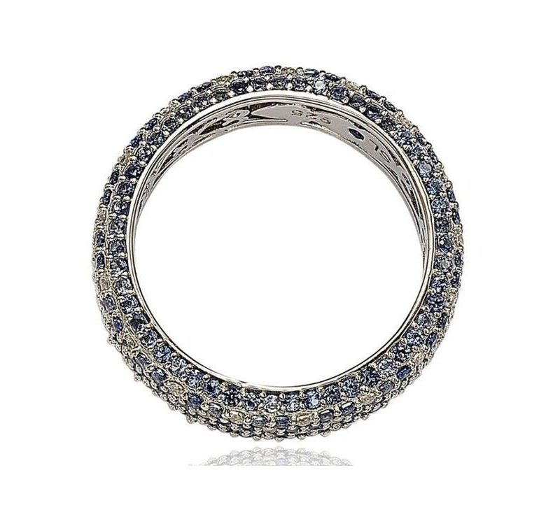Sterling Silver Sapphire Pave Eternity Band Ring