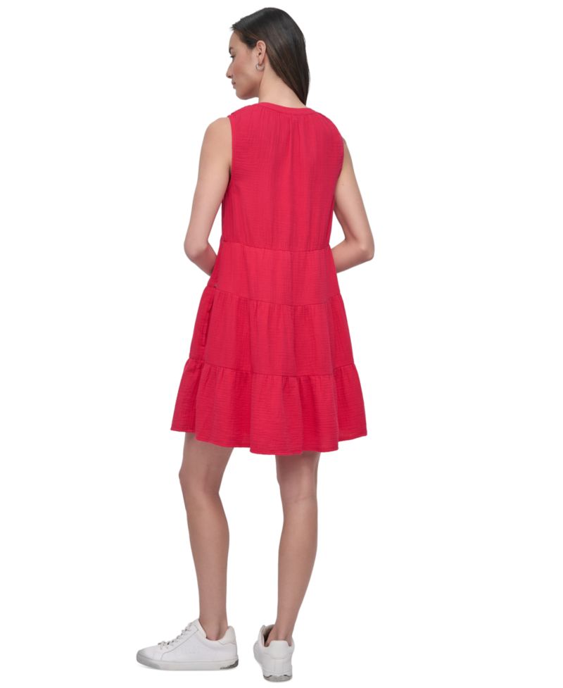 Women's Double Crepe Gauze Sleeveless Mini Dress