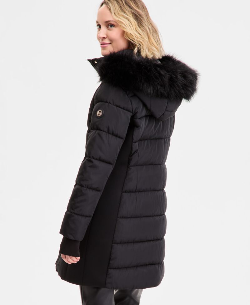 Women's Faux-Fur-Trim Hooded Puffer Coat