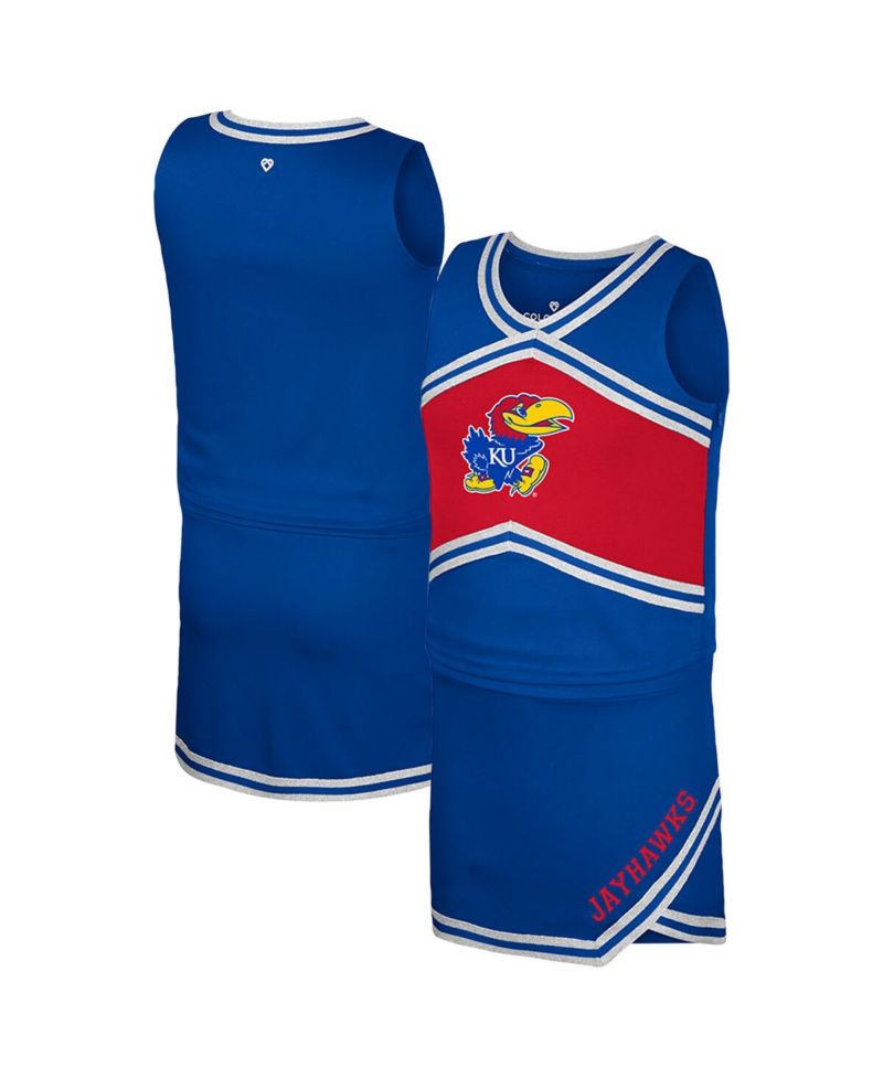 Big Girls 2-Piece Royal Kansas Jayhawks Cheerleader Top and Skirt Set