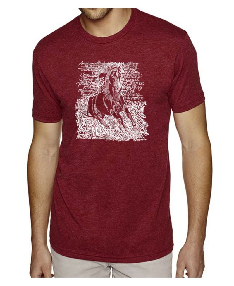 Men's Cotton/Poly Blend Word Art T-Shirt - Horse Breeds