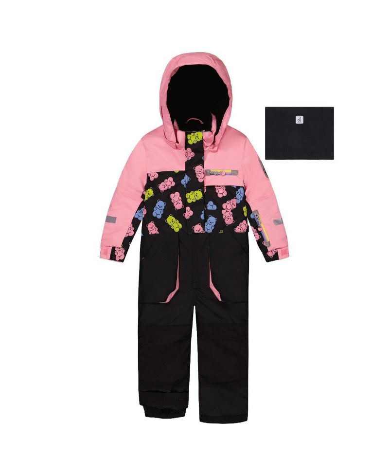 Little and Big Girl One ( 6 to 14 ) Piece Play Snowsuit Gummy Bear Print