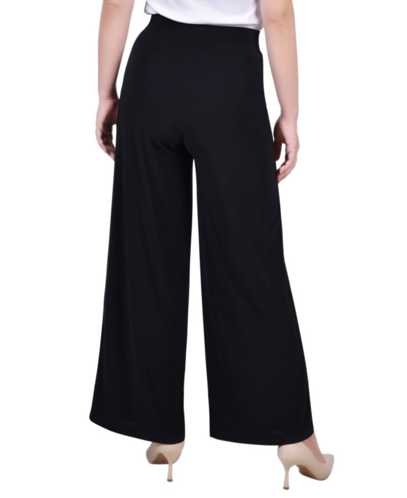 Petite Short Mid Rise Pull On Wide-Leg Palazzo Pant