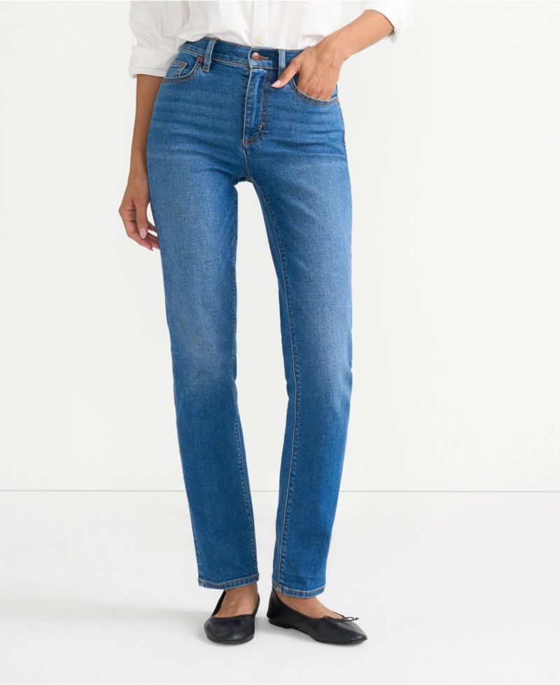 Petite Recover High Rise Straight Leg Blue Jeans