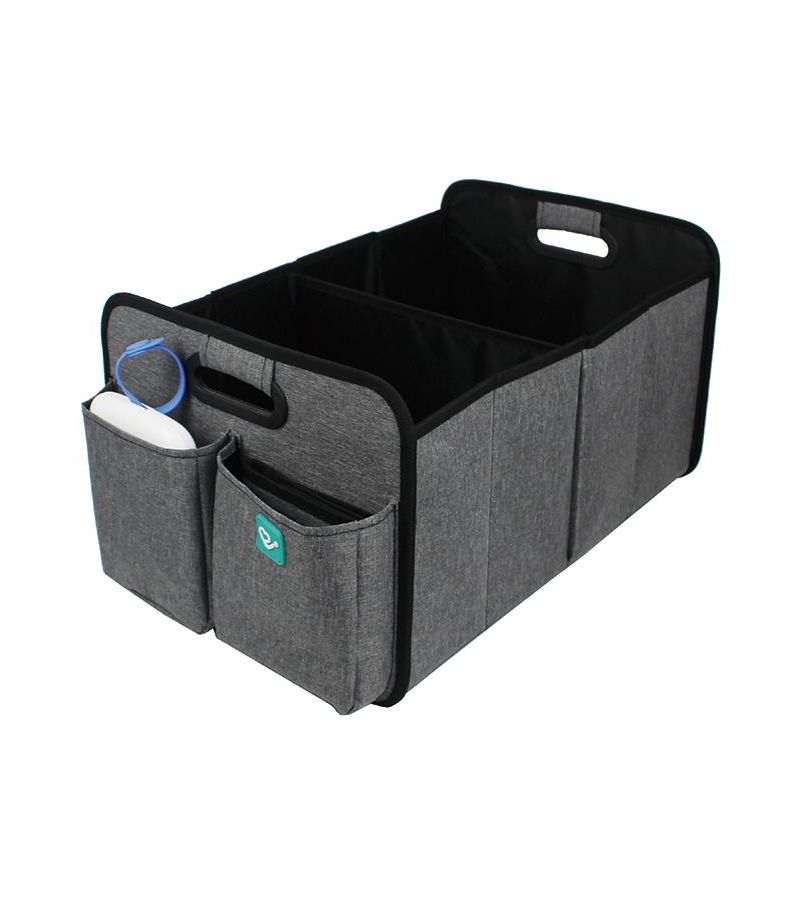 Kids Gray and Black Deluxe Car Seat Organizer Kit, Multi-Compartment Storage Box for Vehicles