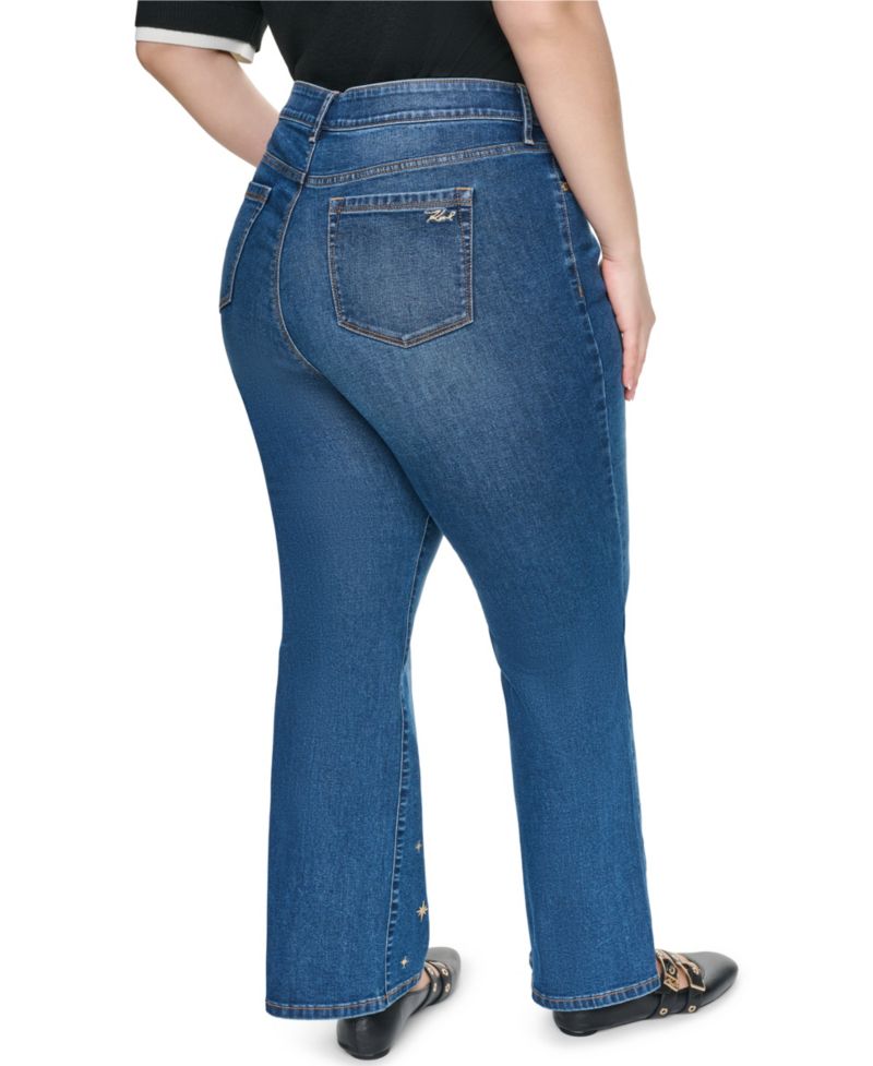 Plus Size Embroidered Motif Mid-Rise Bootcut Jeans