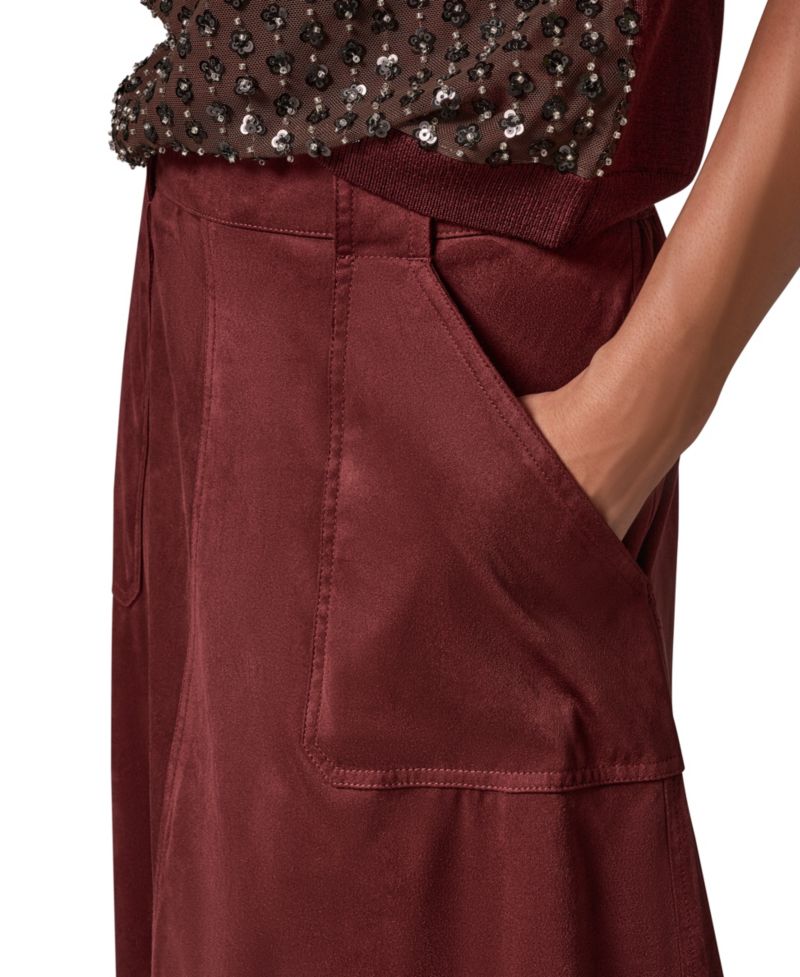 Women's Microsuede A-Line Midi Skirt