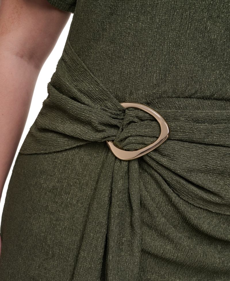 Plus Size Jewel Neck Short-Sleeve Dress