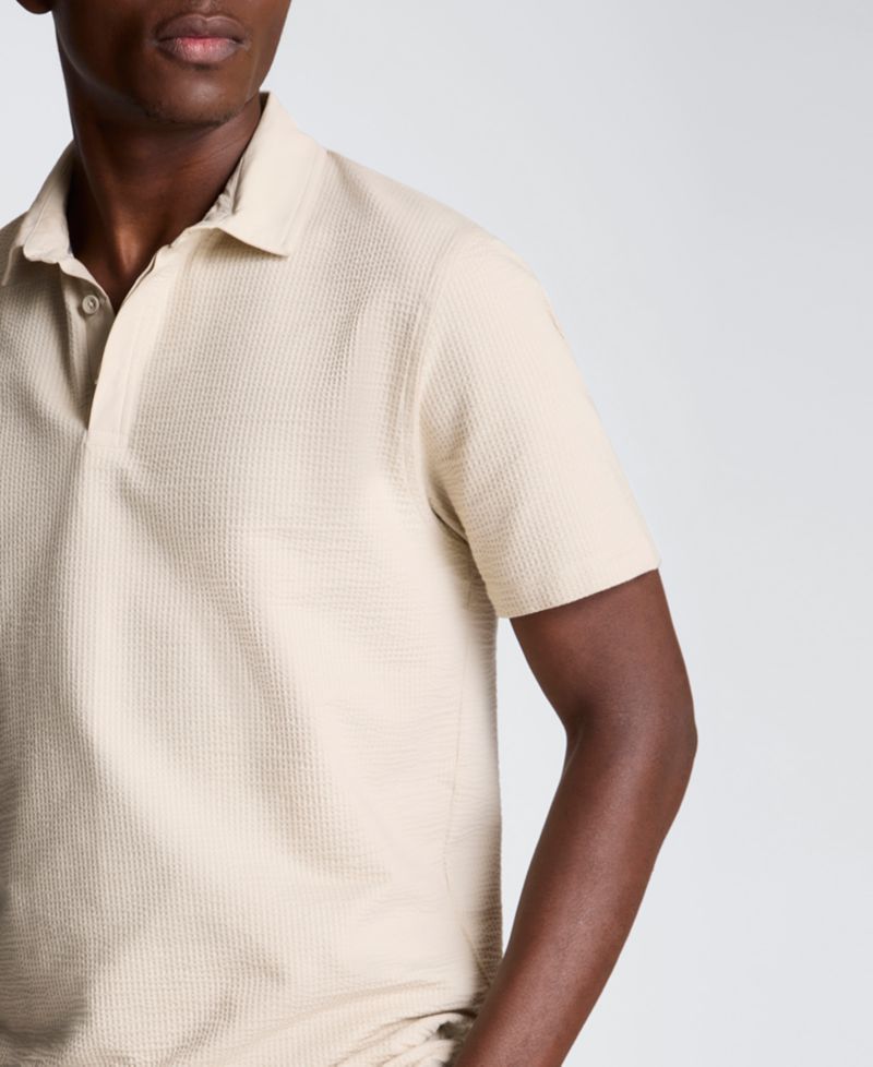 Men's Seersucker Polo Collar Polo Shirt