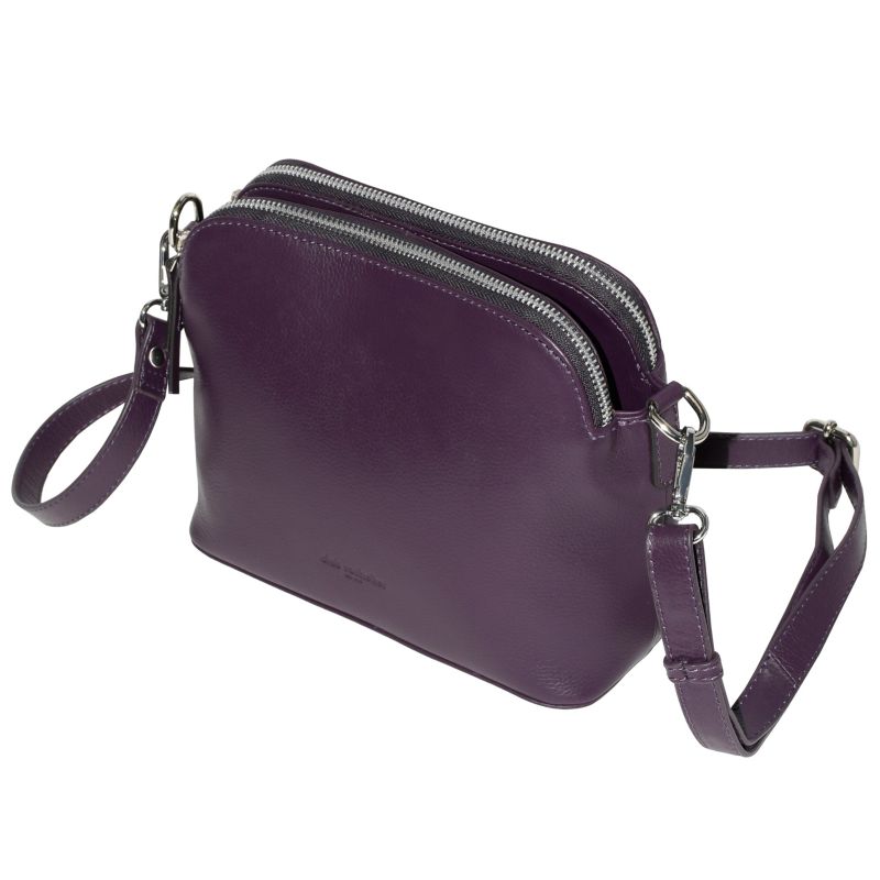 Ladies Leather Double Zipper Crossbody Bag