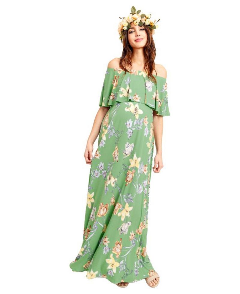 Women's Off-Shoulder Ruffled Maxi Dress
