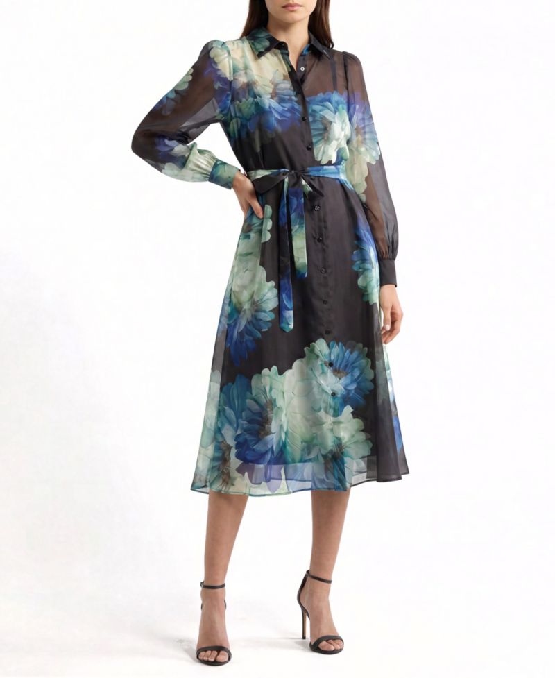 Women's Romy Floral-Print Midi Long-Sleeve Dress