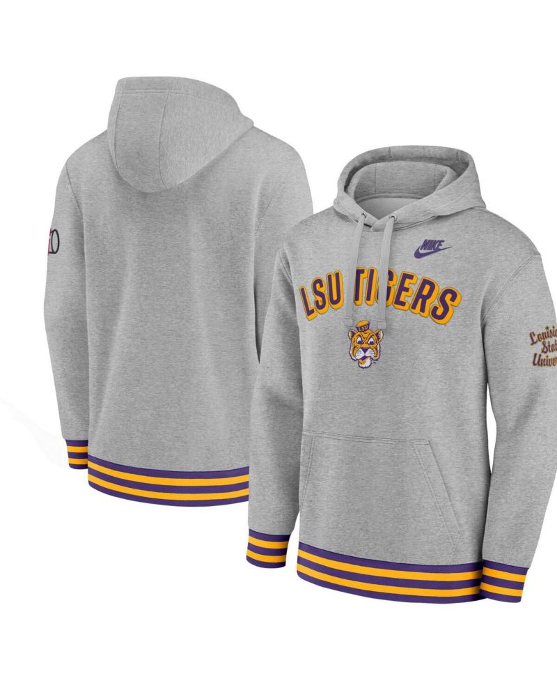 Men's Heather Gray LSU Tigers Legacy Retro Pullover Hoodie