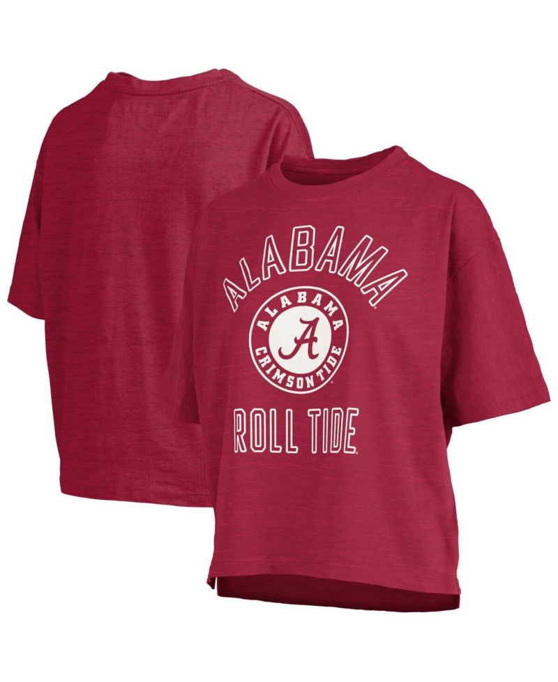 Women's Crimson Alabama Crimson Tide Motley Crew Bishop Waist Length Oversized Slub T-Shirt