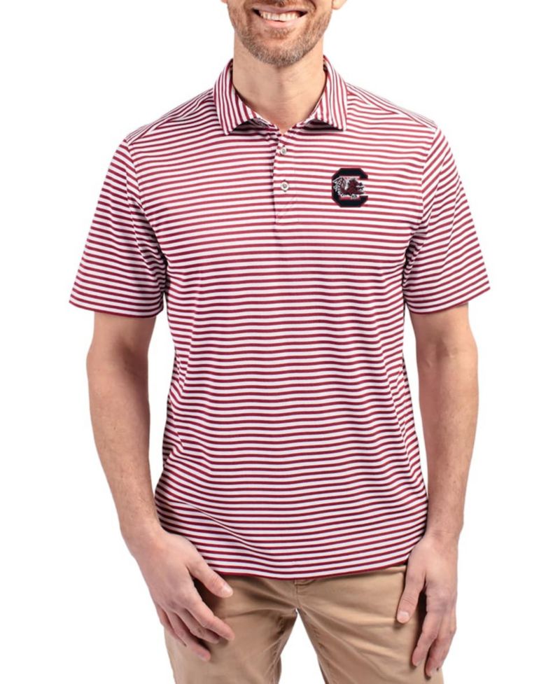 Men's Garnet South Carolina Gamecocks Virtue Eco Pique Stripe DryTec Polo Shirt