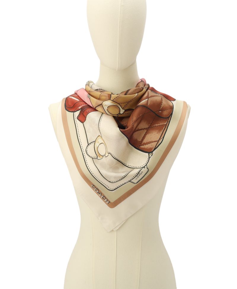 Women's Stacked Tabby Printed Silk Square Scarf