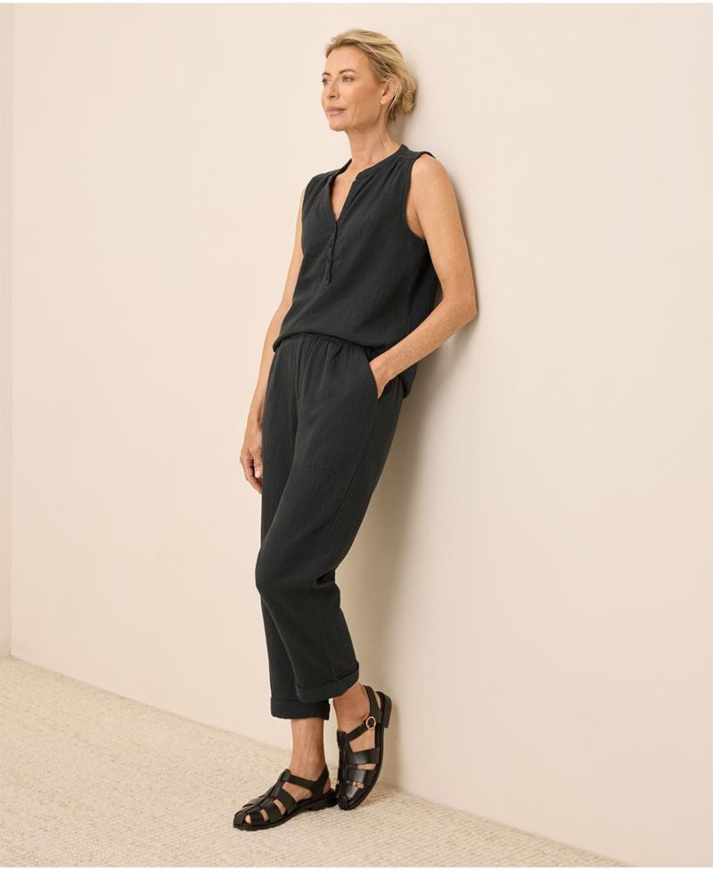 Organic Cotton Coastal Double Gauze Rolled Cuff Pant