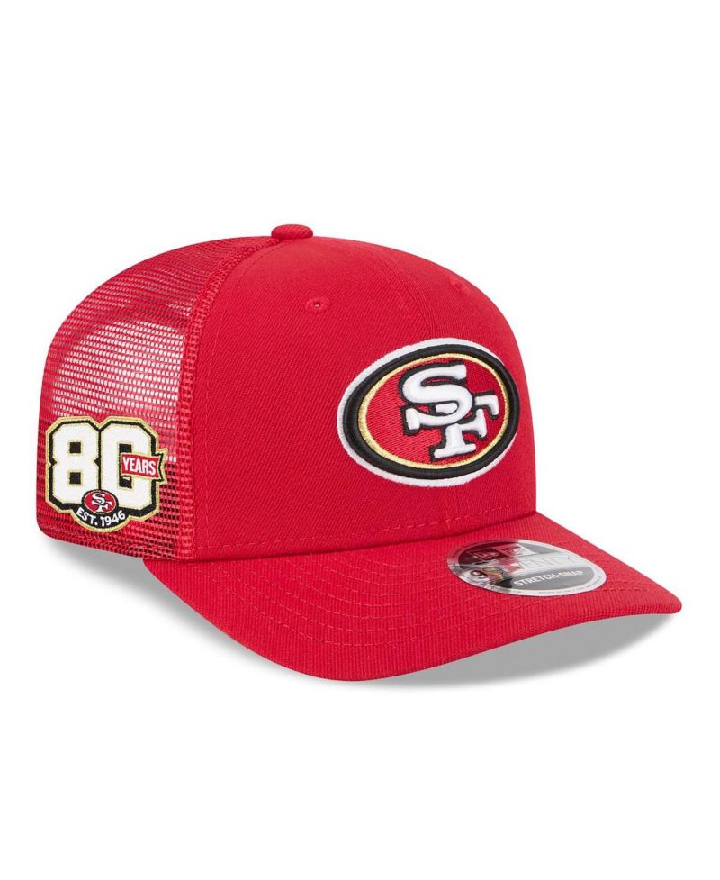 Men's Scarlet San Francisco 49ers 80th Anniversary Side Patch 9SEVENTY Trucker Adjustable Hat