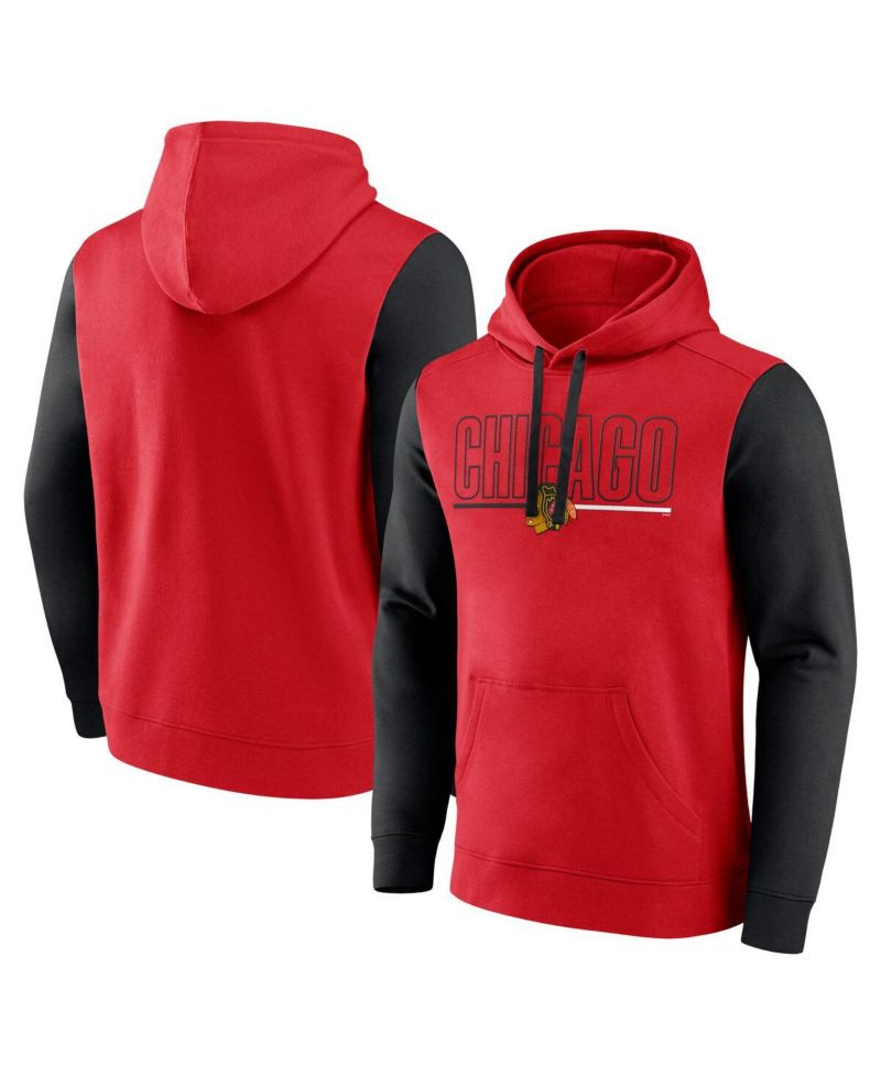 Men's Red Chicago Blackhawks Deliver Fleece Pullover Hoodie