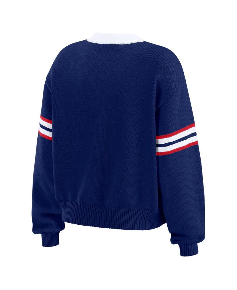 Women's Royal New York Giants Lace-Up Pullover Sweatshirt