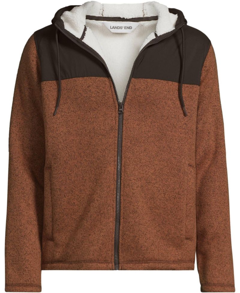 Men's Sweater Fleece Mixed Media Full Zip Jacket