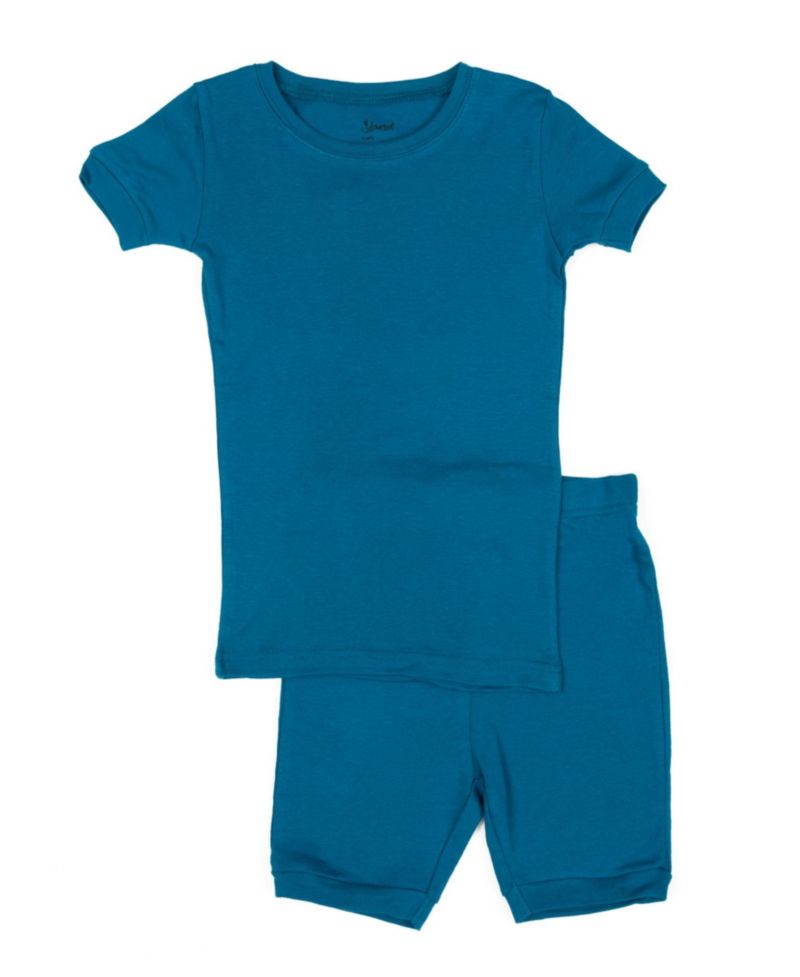 Toddler Matching Family Two Piece Cotton Short Sleeve Shirt and Shorts Solid Color Pajamas 2T-5T