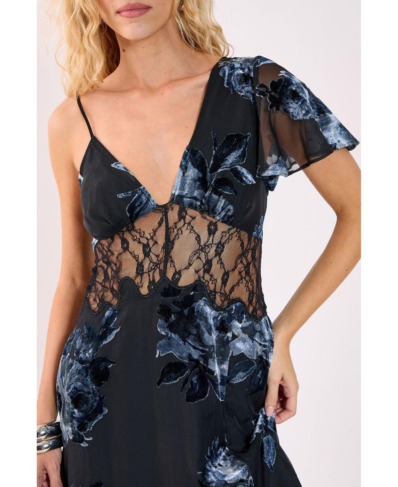 Women's Lace Insert Split Leg Maxi Dress