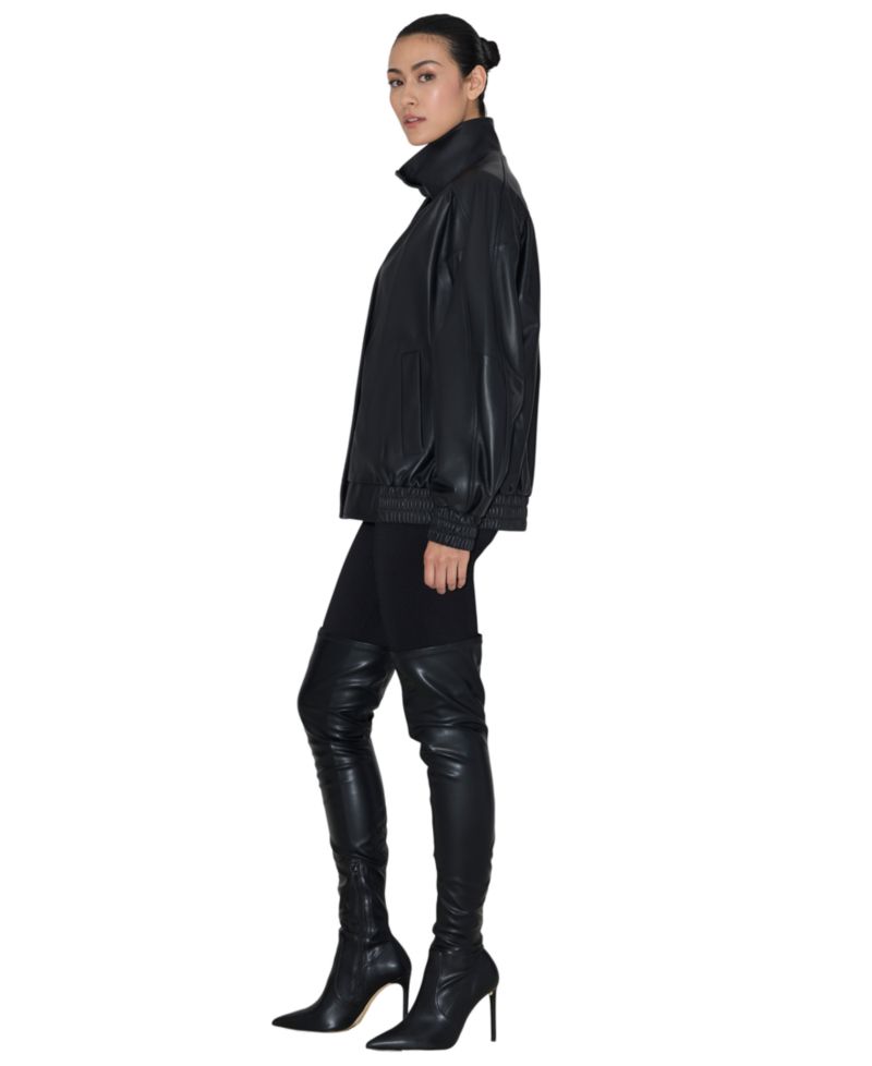 Women's Miu Oversized-Bomber Leather Jacket